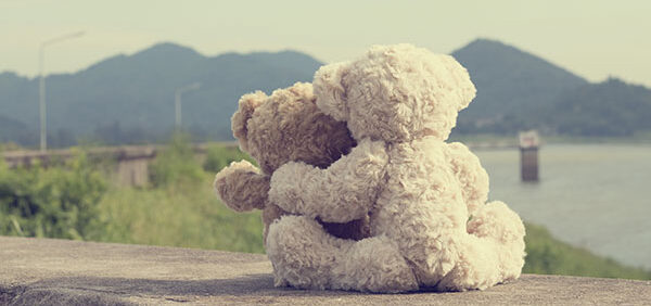 two teddy bears on a ledge with water and mountains in background Helland & Hurwitz Attorneys at Law Colorado