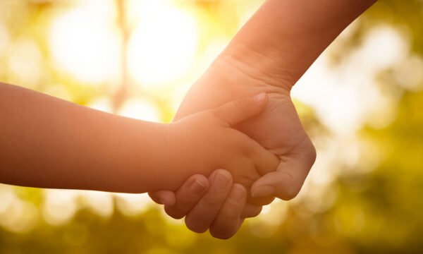 parent holds child's hand as light comes through the leaves of trees Helland & Hurwitz Attorneys at Law Colorado